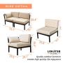 LOKATSE HOME 2 Piece Corner & Armless Sofa Outdoor Furniture Sectional Couch Set Patio Loveseat, 2Pcs, Khaki Cushions