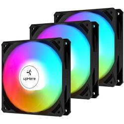 upHere 120mm Case Fan PWM 4-Pin High Airflow Rainbow LED for Computer Cases Cooling,3-Pack,NK12CF4-3