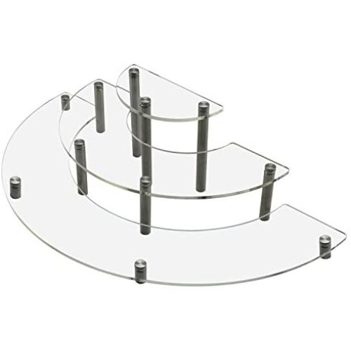 MyGift Clear Acrylic Half Moon Shelf Unit / 3 Tier Tabletop Display Riser with Silver Metal Legs MyGift Clear Acrylic Half Moon Shelf Unit / 3 Tier Tabletop Display Riser with Silver Metal Legs