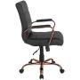 Flash Furniture Mid-Back Black LeatherSoft Executive Swivel Office Chair with Rose Gold Frame and Arms