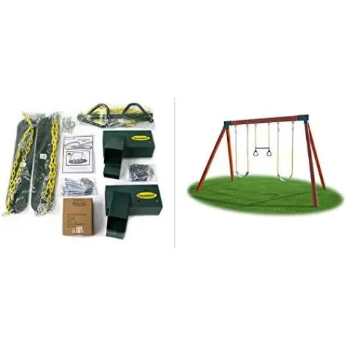 Eastern Jungle Gym DIY Swing Set Hardware Kit with Easy 1-2-3 A-Frame Brackets, Swing Seats, Ring Trapeze Bar and All Assembly Hardware and Instructions - Wood Not Included Eastern Jungle Gym DIY Swing Set Hardware Kit with Easy 1-2-3 A-Frame Brackets, Swing Seats, Ring Trapeze Bar and All Assembly Hardware and Instructions - Wood Not Included