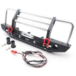 KYX Racing Alloy Front Bumper with LED Lights Upgrades Parts Accessories for RC Crawler Car Traxxas TRX4 TRX-4 Redcat Gen8 Scout II