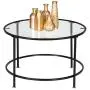 VINGLI 26 Modern Round Coffee Table Tempered Glass Accent Table with Metal Frame for Living Room VINGLI 26 Modern Round Coffee Table Tempered Glass Accent Table with Metal Frame for Living Room