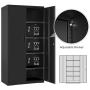 SONGMICS Steel Storage Cabinet, Office Cabinet with Storage Shelves and Double Doors, for Garage and Utility Room, Home Office, Black UOMC015B01