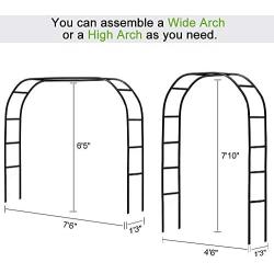 Metal Garden Arbor Wedding Arch 76.8 Inch H x 90.5 Inch W 94.5 Inch H x 55 Inch W Assemble Freely 2 Sizes for Various Climbing Plant Roses Vines Bridal Party Decoration Pergola Arbor (Black)