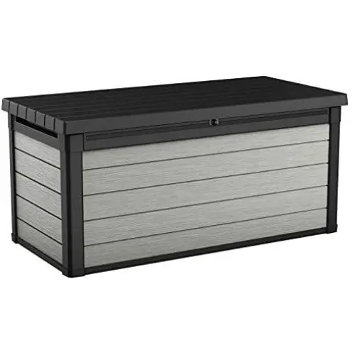 Keter Denali 150 Gallon Resin Large Deck Box-Organization and Storage for Patio Furniture, Outdoor Cushions, Garden Tools and Pool Toys, Grey & Black Keter Denali 150 Gallon Resin Large Deck Box-Organization and Storage for Patio Furniture, Outdoor Cushions, Garden Tools and Pool Toys, Grey & Black