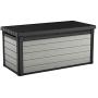 Keter Denali 150 Gallon Resin Large Deck Box-Organization and Storage for Patio Furniture, Outdoor Cushions, Garden Tools and Pool Toys, Grey & Black