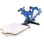 VEVOR Screen Printing Press 4 Color 1 Station and 4 Pieces 20x20 Inch Aluminum Silk Screen Printing Frames with White 110 Count Mesh