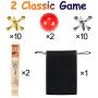 2 Sets Wooden Pickup Sticks Game with Box and 2 Sets Jacks Game Toys Include 2 Pieces Red Rubber Balls and 20 Pieces Metal Jacks for Christmas Retro Party Favors