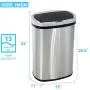 13 Gallon Touch-Free Automatic Stainless-Steel Trash Can Garbage Can Metal Trash Bin with Lid for Kitchen Living Room Office Bathroom, Electronic Touchless Motion Sensor Automatic Closure & Opening 13 Gallon Touch-Free Automatic Stainless-Steel Trash Can Garbage Can Metal Trash Bin with Lid for Kitchen Living Room Office Bathroom, Electronic Touchless Motion Sensor Automatic Closure & Opening