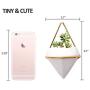 2 Pack Hanging Planter Vase Geometric Wall Decor Ceramic Container Wall Planters Hanging with Metal Frame for Succulent Plants Air Plant Mini Cactus Faux Plants (Small, White+Gold)