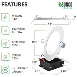 Sunco Lighting 16 Pack 6 Inch Slim LED Downlight with Junction Box, 14W=100W, 850 LM, Dimmable, 2700K Soft White, Recessed Jbox Fixture, IC Rated, Simple Retrofit Installation - ETL & Energy Star