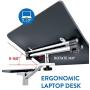 Tatkraft Joy Portable Laptop Desk with Mouse Pad, Rolling Computer Stand with Adjustable Height, Sturdy and Ergonomic, Black