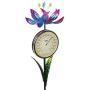 Exhart Solar Spinning Purple Lotus Flowers w/Solar Powered Thermometer LED Lights Garden Stake - Flower Stake Decorative Yard Décor – Durable, Metal & Plastic Stake for Outdoor Décor, 8.5”x8.5”x38”