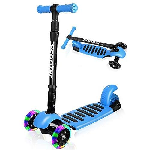 I·CODE Scooter for Kids, Premium 3 Wheel Kick Scooter with Anti-Slip Deck,Flashing Wheels,Lean to Steer for Toddler Girls Boys(3-10 Year)