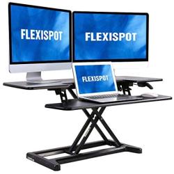 FLEXISPOT Height Adjustable Standing Desk Converter - 42 inch Stand Up Desk Riser, Black Home Office Desk for Dual Monitors and Laptop M7L