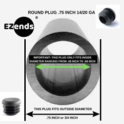 3/4 Inch Round Plastic Plug / 20 Pack/Black Tubing End Cap Plug/Used with 14-20 Gauge Tube Wall Thickness/Durable Chair Glide/Provides Protection on Flooring, by EZENDS.(20)…