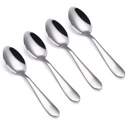 VANRA 4-Piece Children Spoons Stainless Steel Kids Dinner Spoons Child Silver Cutlery Set 5.6-inch (4 spoons)