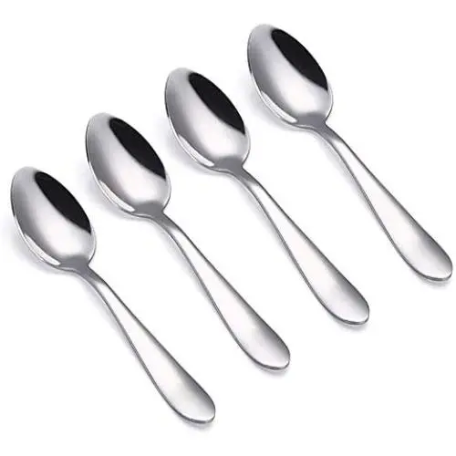 VANRA 4-Piece Children Spoons Stainless Steel Kids Dinner Spoons Child Silver Cutlery Set 5.6-inch (4 spoons) VANRA 4-Piece Children Spoons Stainless Steel Kids Dinner Spoons Child Silver Cutlery Set 5.6-inch (4 spoons)
