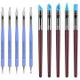 Ejiubas Clay Sculpting Tools Polymer Stylus Tool Set 5 X 2 Way Dotting Tool Modeling Clay 5 Pcs Rubber Brushes Wipe Out Tool Pottery Supplies Ceramics Tool Kit 10Pcs
