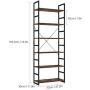 Homfa Industrial Bookcase 6-Tier, 27.5L x 11.8W x 76.5H Inches Free Standing Plant Flower Stand Rack Books Display Shelf with Metal Frame, Multipurpose Utility Organizer Shelf for Home Office