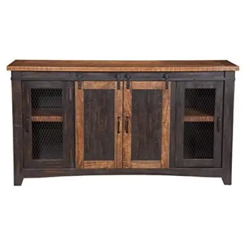 Martin Svensson Home Santa Fe 70'' TV Stand | Antique Black & Aged Distressed Pine