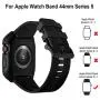 HATALKIN Compatible with Apple Watch Band Case 44mm Series 6/SE/5/4, Sport Liquid Silicone Bands & Metal/PC Cover for Apple Watch SE 44mm & iWatch Series 4/5/6 44mm (Black/Black)
