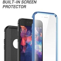 YOUMAKER Designed for iPhone 8 Case & iPhone 7 Case, Full Body Rugged with Built-in Screen Protector Heavy Duty Protection Slim Fit Shockproof Cover for Apple iPhone 8 4.7 Inch - Blue