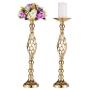 2 Pcs Versatile Metal Flower Arrangement & Candle Holder Stand Set for Wedding Party Dinner Centerpiece Event Restaurant Hotel Decoration (Gold, 2 x L)