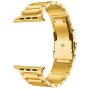 LDFAS Compatible for Apple Watch Band 44mm 42mm, Sport Stainless Steel Metal Strap with Safety Buckle for iWatch Bands Compatible for Apple Watch SE, Apple Watch Series 6/5/4/3 Smartwatch, Gold