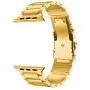 LDFAS Compatible for Apple Watch Band 44mm 42mm, Sport Stainless Steel Metal Strap with Safety Buckle for iWatch Bands Compatible for Apple Watch SE, Apple Watch Series 6/5/4/3 Smartwatch, Gold