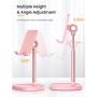 Cell Phone Stand,Angle Height Adjustable LISEN Cell Phone Stand for Desk,Thick Case Friendly Phone Holder Stand for Desk, Compatible with All Mobile Phones-Pink