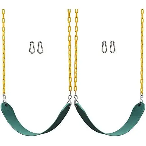 Jungle Gym Kingdom 2 Pack Swings Seats Heavy Duty 66'' Chain Plastic Coated - Playground Swing Set Accessories Replacement Snap Hooks (Green) Jungle Gym Kingdom 2 Pack Swings Seats Heavy Duty 66'' Chain Plastic Coated - Playground Swing Set Accessories Replacement Snap Hooks (Green)