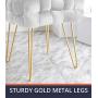 Ornavo Home Mirage Modern Contemporary Square Woven Upholstered Velvet Ottoman with Gold Metal Legs - Silver