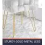 Ornavo Home Mirage Modern Contemporary Square Woven Upholstered Velvet Ottoman with Gold Metal Legs - Silver Ornavo Home Mirage Modern Contemporary Square Woven Upholstered Velvet Ottoman with Gold Metal Legs - Silver