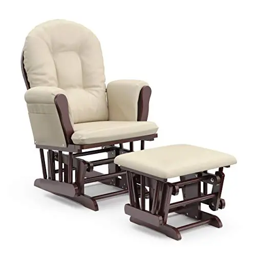 Storkcraft Premium Hoop Glider and Ottoman (Cherry Base, Beige Cushion) – Padded Cushions with Storage Pocket, Smooth Rocking Motion, Easy to Assemble, Solid Hardwood Base Storkcraft Premium Hoop Glider and Ottoman (Cherry Base, Beige Cushion) – Padded Cushions with Storage Pocket, Smooth Rocking Motion, Easy to Assemble, Solid Hardwood Base