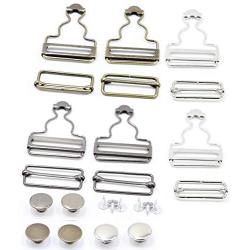 6 Pieces 1.5 inch Overall Buckles Suspenders Replacement Buckle Overalls Buttoned Hooking Metal Buckles Gourd Buckles Suspenders Buckle for DIY Art Sewing Clothing Craft(Sliver, Metal-Black, Bronze)