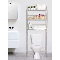 HomeBase 3 Tier Over The Toilet Bathroom Space Saver, 23'' L X 10.2'' D X 59.6'' H, Bathroom Shelf, 3 Metal Organizer-Satin Nickel