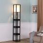 Brightech Maxwell Drawer Edition - Shelf & LED Floor Lamp Combination - Narrow Nightstand with Light Attached - Tower End or Side Table for Office & Bedroom - Black Brightech Maxwell Drawer Edition - Shelf & LED Floor Lamp Combination - Narrow Nightstand with Light Attached - Tower End or Side Table for Office & Bedroom - Black