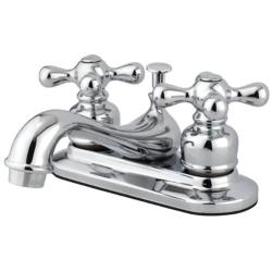 Kingston Brass KB601AX Teapot Faucet with Metal Cross Handle & Pop-Up, Polished Chrome,4-1/2'' Spout Reach