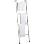 mDesign Metal Free Standing Leaning Decorative Bath Towel Bar Storage Ladder - Holds Towels, Blankets, Throw Blankets, Quilts - 4 Levels - Satin