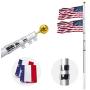 Gientan 20FT Telescopic Flag Pole, Extra Thick Heavy Duty Aluminum Flagpole Kit with 3x5 US Flag&Golden Ball Top for Commercial Residential Outdoor Use, Fly up 2 Flags