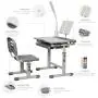 Diroan Kids Functional Desk and Chair Set, Height Adjustable Children School Study Desk with Tilt Desktop, Bookstand, LED Light, Metal Hook and Storage Drawer for Boys Girls (Gray) Diroan Kids Functional Desk and Chair Set, Height Adjustable Children School Study Desk with Tilt Desktop, Bookstand, LED Light, Metal Hook and Storage Drawer for Boys Girls (Gray)