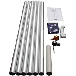 WINDSTRONG 25 FT Heavy Duty Residential Flag Pole Complete Set with Commercial Grade Sewn Stars and Stripes 4x6 FT US American Nylon Flag Made in USA