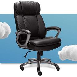 Serta 43675 Big & Tall Executive Office Chair High Back All Day Comfort Ergonomic Lumbar Support, Bonded Leather, Black