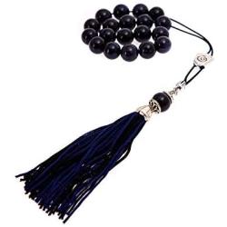 Blue Chrysolite - Goldstone Gemstone, Handmade Greek Worry Beads or Komboloi, Alpaca Metal Parts on a Pure Silk Cord & Tassel