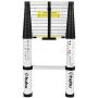 Ohuhu 12.5 FT Aluminum Telescoping Ladder, One-Button Retraction Extension Ladder, Collapsible Ladder with Spring Loaded Locking Mechanism for Roof, 330 Pound Capacity