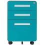 File Cabinet Mobile, Merax 3 Drawer Metal Pedestal Filing Cabinets with 2 Lock Keys, 5 Rolling Casters, Fully Assembled Storage for Home Office Modern Vertical Hanging Folders A4 Letter Size (Blue)
