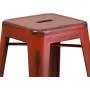 Flash Furniture Commercial Grade 24'' High Backless Distressed Kelly Red Metal Indoor-Outdoor Counter Height Stool Flash Furniture Commercial Grade 24'' High Backless Distressed Kelly Red Metal Indoor-Outdoor Counter Height Stool