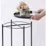 OVICAR Metal Tray End Table, Round Accent Coffee Side Table, Anti-Rust and Waterproof Outdoor Small Side Table, Indoor Modern Sofa Side Table Bedside Table for Living Room Bedroom Balcony (Black)